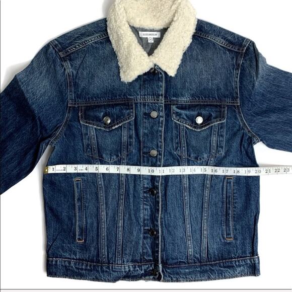 Good American Sherpa Collar Boyfriend Denim Jacket NEW - Picture 5 of 9
